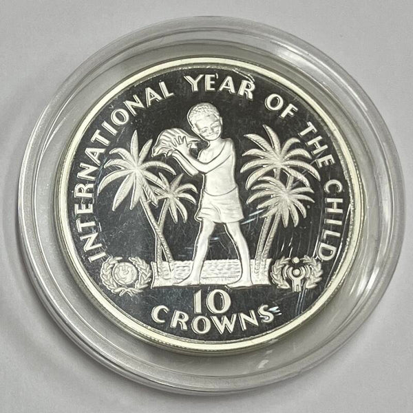 1982 Turks & Caicos 10 Crowns. Silver, Gem Proof Condition Image 2