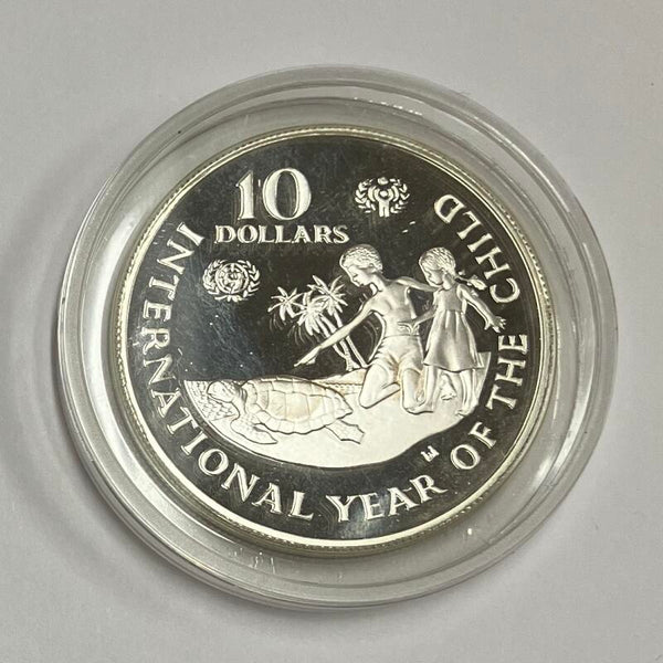 1982 Cayman Islands Year of the Child $10. Gem Silver Proof Image 2