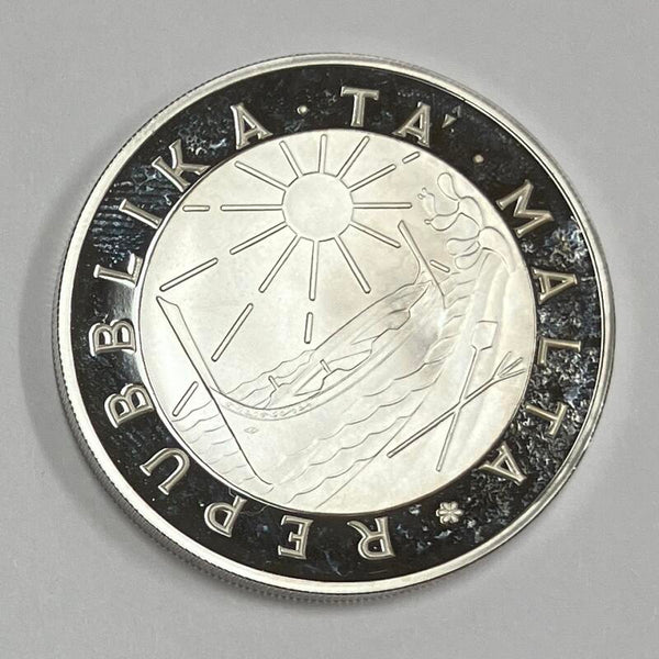 1981 Malta 5 Pounds Silver, Year of the Child. Gem Proof Image 2