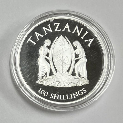 2015 Tanzania 100 Silver Shillings. Silver Gem Proof Image 1